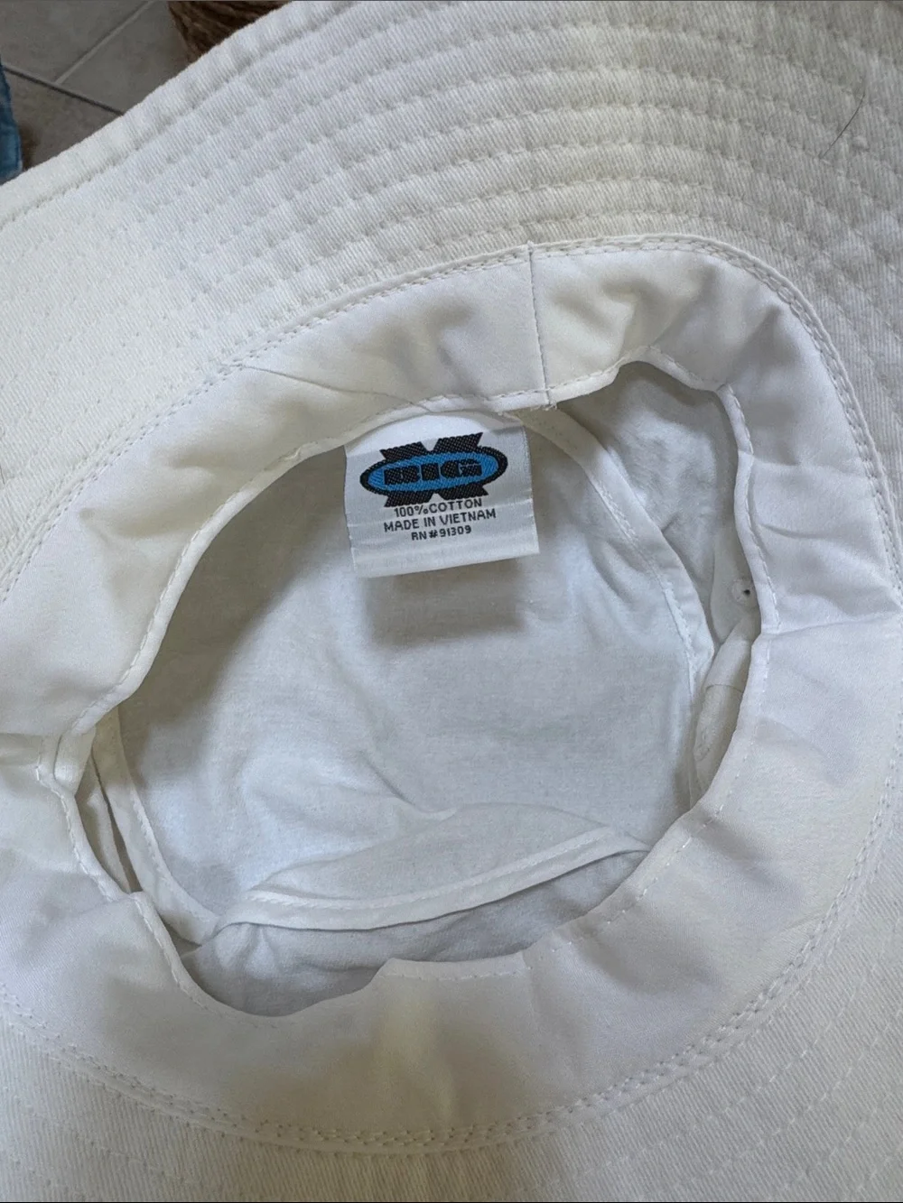 White unisex Bucket Hat with Orange Logo